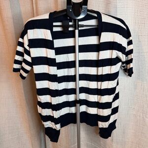 Grace Black and White Striped Open Cardigan
